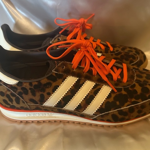 adidas Shoes - Adidas Leopard Pattern Samba Sneakers with Bright Orange Laces